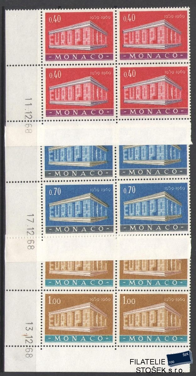 Monako známky Mi 929-31 4 Blok Rohový