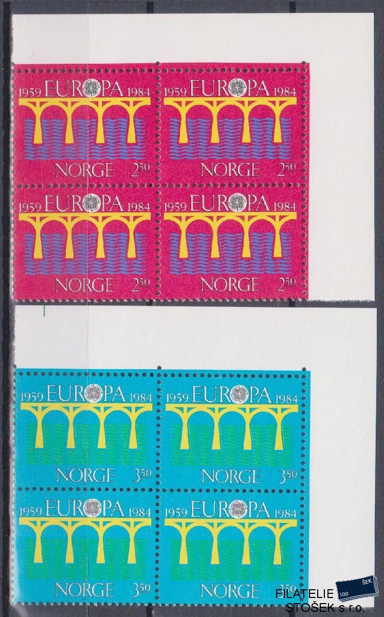 Norsko známky Mi 904-5 4 Blok Rohový
