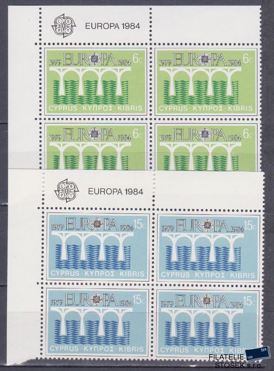 Kypr známky Mi 611-12 4 Blok Rohový