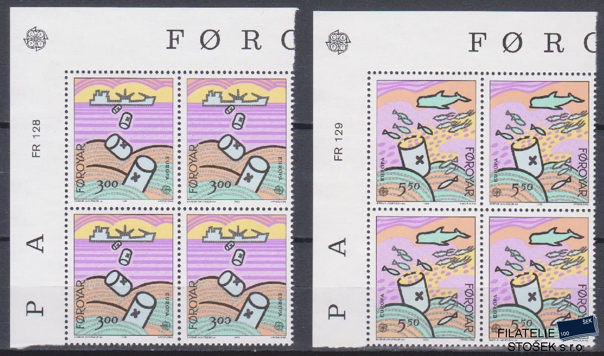 Faerské ostrovy známky Mi 134-35 4 Blok Rohový