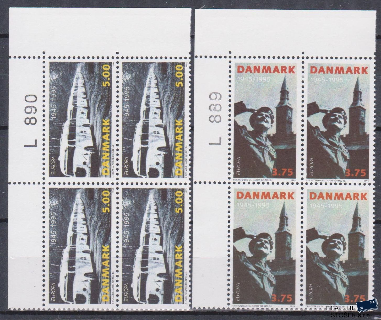 Dánsko známky Mi 1100-1 4 Blok Rohový