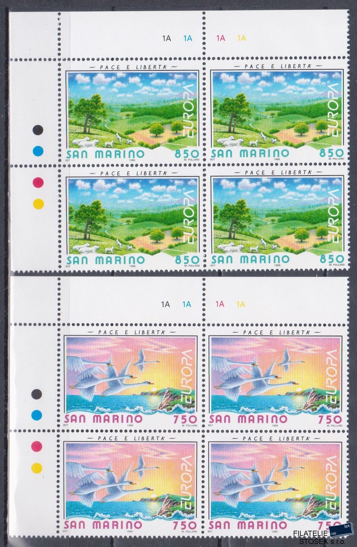 San Marino známky Mi 1607-8 4 Blok Rohový