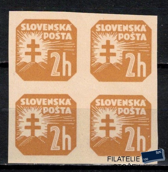 Slovensko známky NV 10 čtyřblok, svislý rastr,