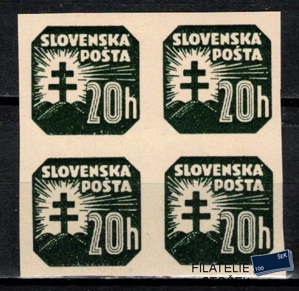 Slovensko známky NV 17 čtyřblok, svislý rastr,