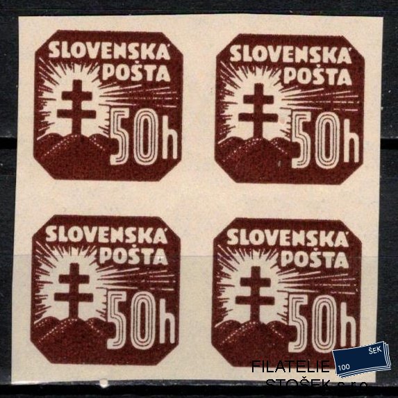 Slovensko známky NV 20 čtyřblok, hladký lep