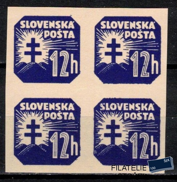 Slovensko známky NV 15 čtyřblok, vodorovný rastr