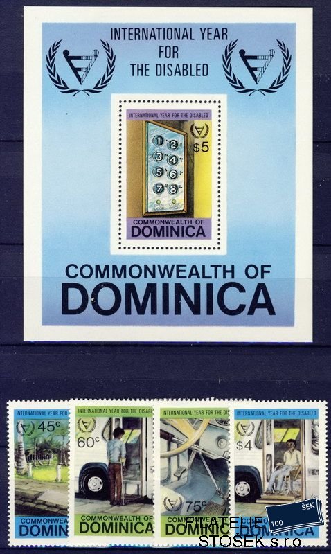 Dominica známky Mi 0748-51 + Block 71