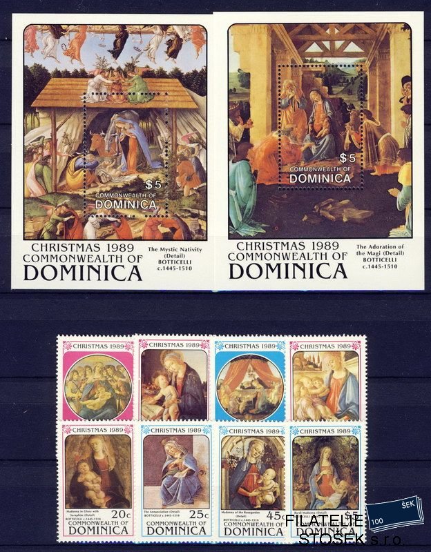 Dominica známky Mi 1278-85 + Block 160-1