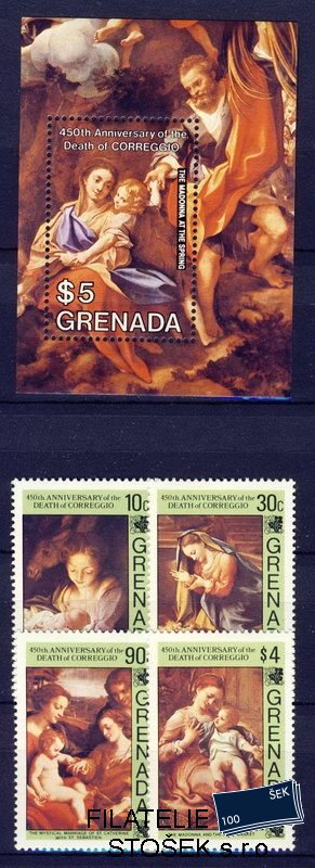 Grenada známky Mi 1312-5 + Block 129