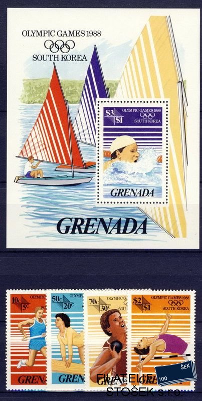 Grenada známky Mi 1538-41 + Block 171