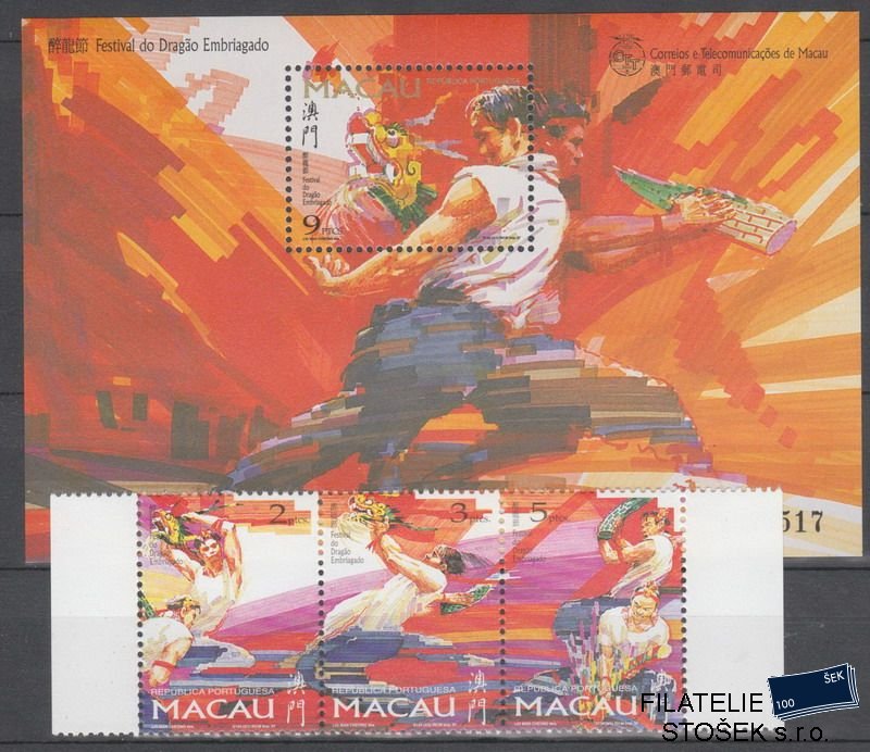 Macao známky Mi 913-15+Bl45