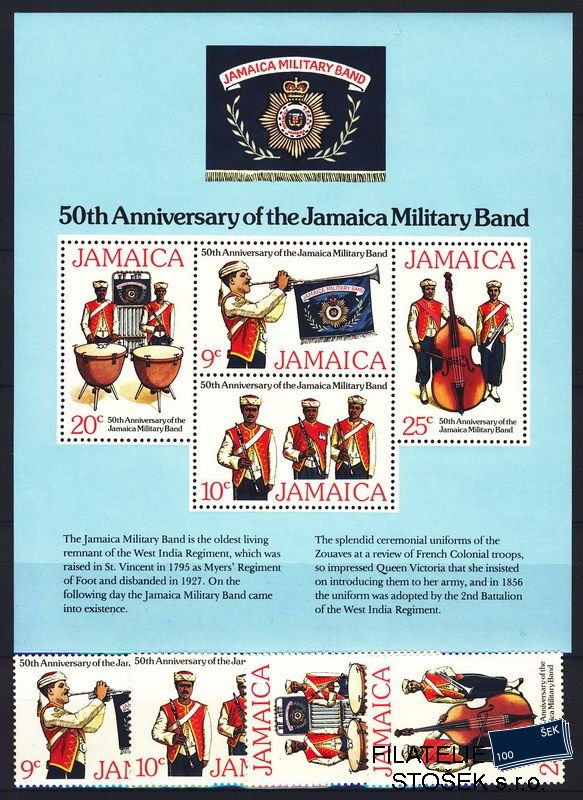 Jamaica známky Mi 0431-4 + Block 12