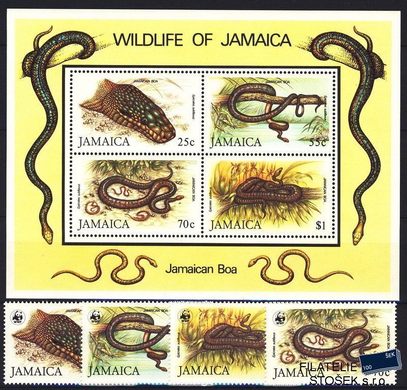 Jamaica známky Mi 0591-4 + Block 24