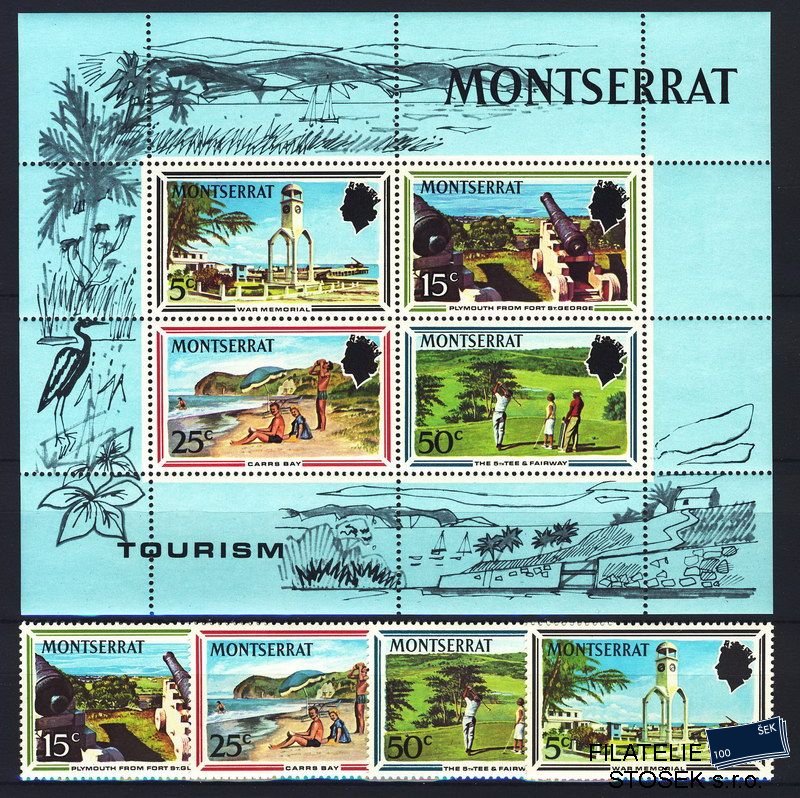 Monserrat známky Mi 0247-50 + Bl. 1