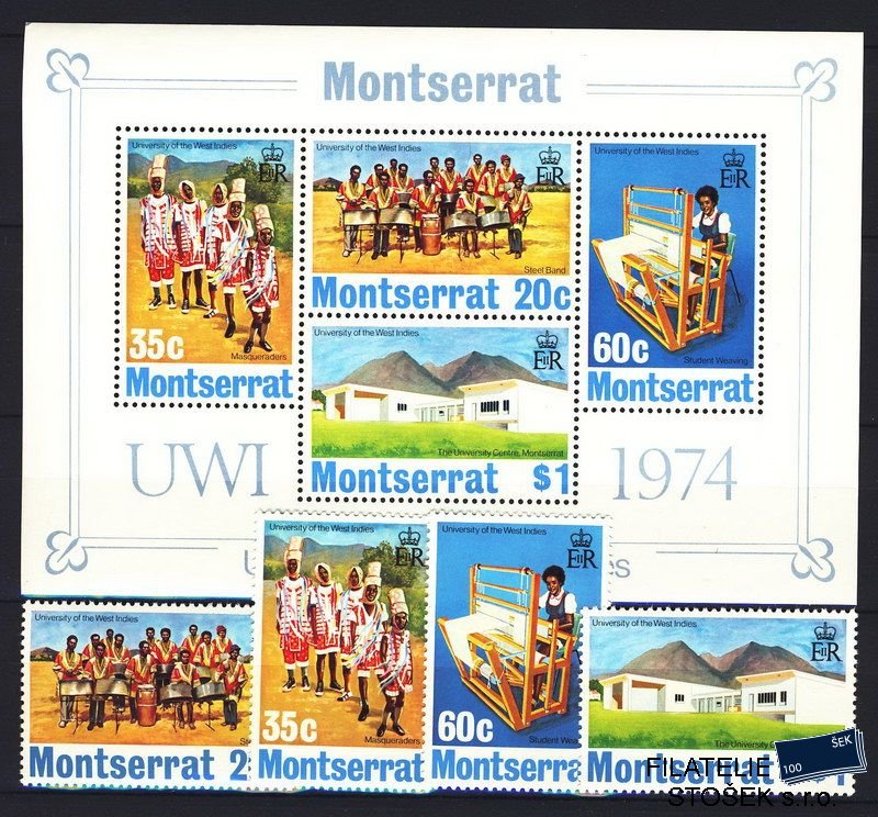 Monserrat známky Mi 0301-4 + Bl. 4