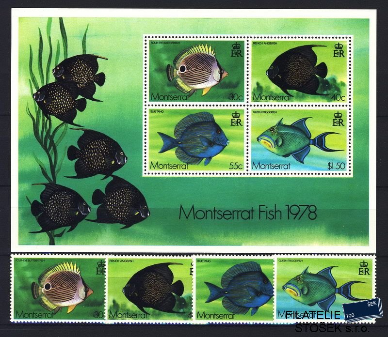 Monserrat známky Mi 0381-4 + Bl. 15