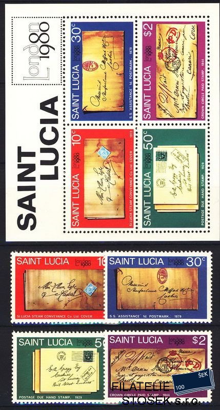 St. Lucia známky Mi 0480-3 + Bl. 20
