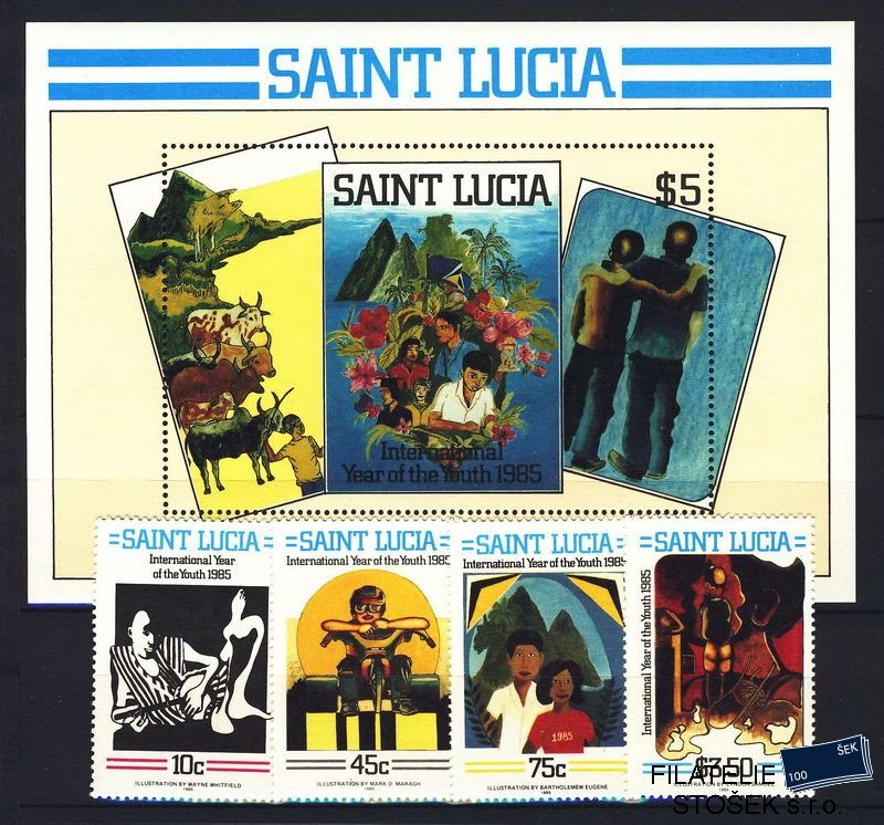 St. Lucia známky Mi 0797-80 + Bl. 43