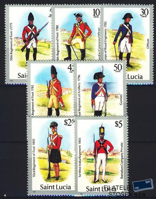St. Lucia známky Mi 0748-62 Y bez WZ
