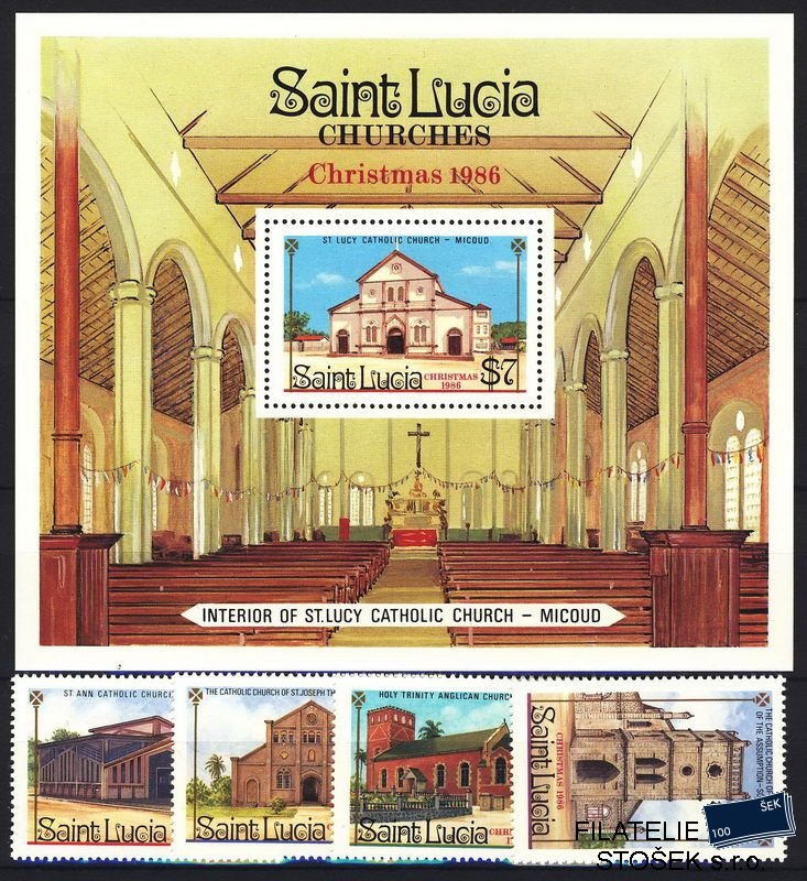 St. Lucia známky Mi 0877-80 + Bl. 52