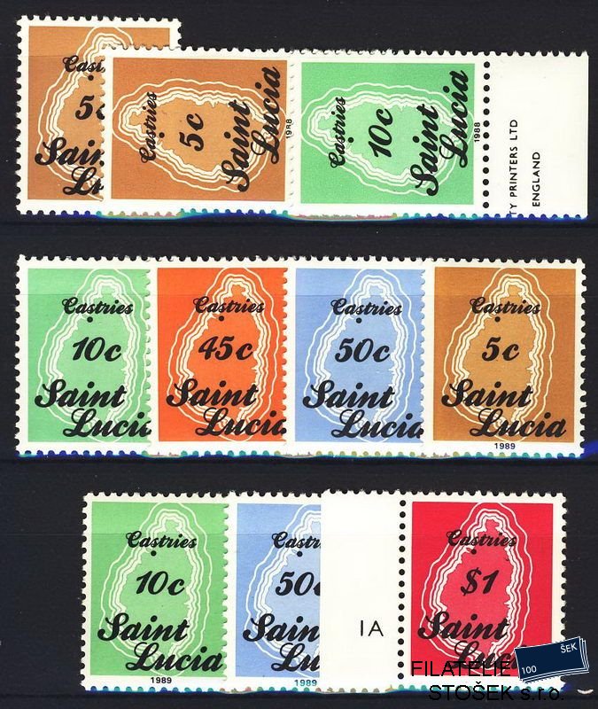 St. Lucia známky Mi 0882-5 I, II, X+Y, + 947