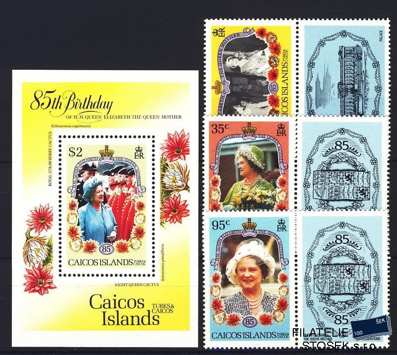 Caicos Islands známky Mi 0076-8 + Bl. 11