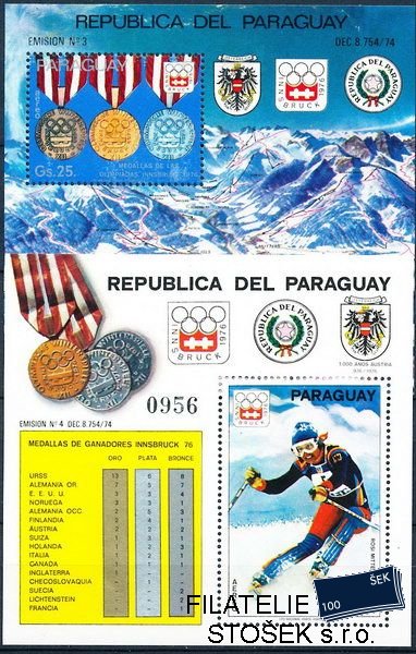 Paraguay známky Mi Bl.276-7