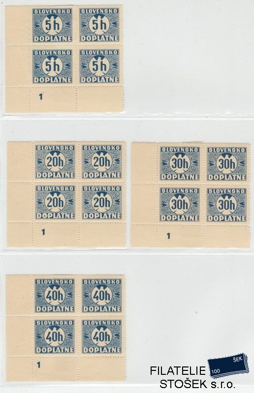 Slovensko známky Ex DL 1-10 4 Bloky Dz 1