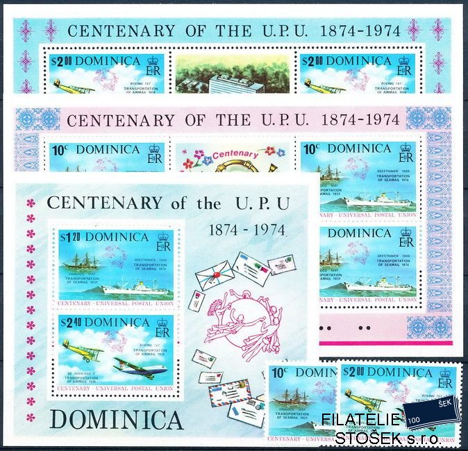 Dominica známky Mi 457-8+Bl.28+TL