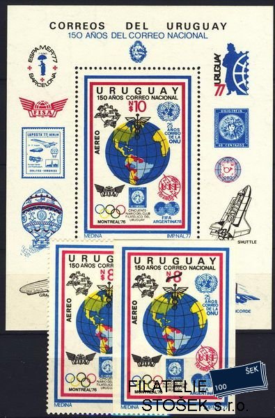 Uruguay známky Mi 1465-6+Bl.35