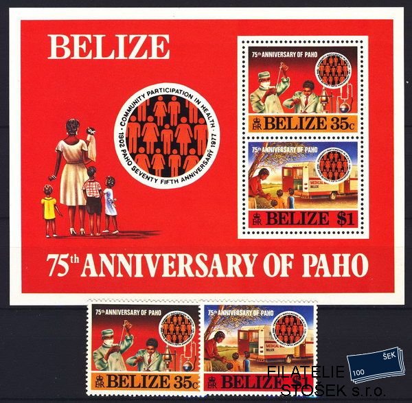 Belize známky Mi 0377-8 + Bl. 3