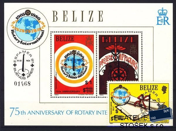 Belize známky Mi 0603 + Bl. 42