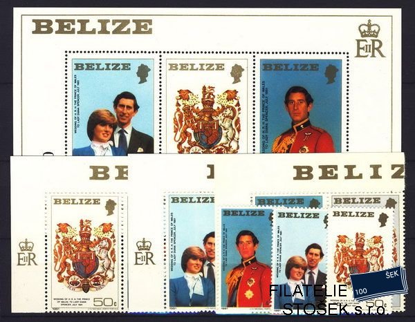 Belize známky Mi 0554-6 + Bl. 32
