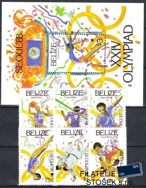 Belize známky Mi 1003-8 + Bl. 96