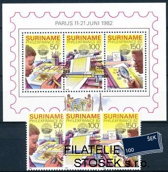 Surinam známky Mi 0987-9+Bl.34