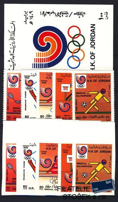 Jordánsko známky Mi 1406-10 A+B + Bl. 100