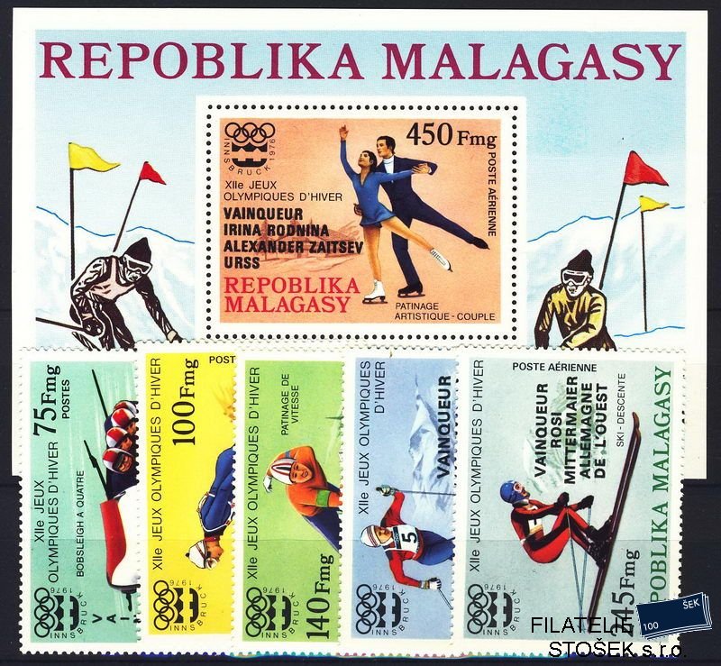 Madagascar známky Mi 802-6 + BL. 13