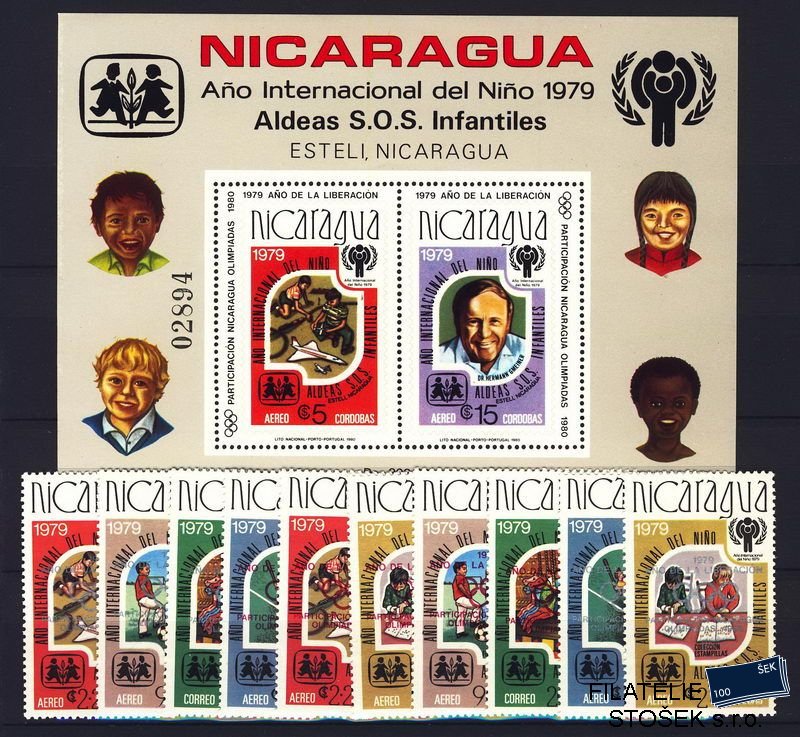 Nicaragua známky Mi 2080-4 a+b + Bl. 110
