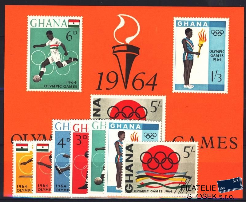 Ghana známky Mi 188-94 + BL. 12