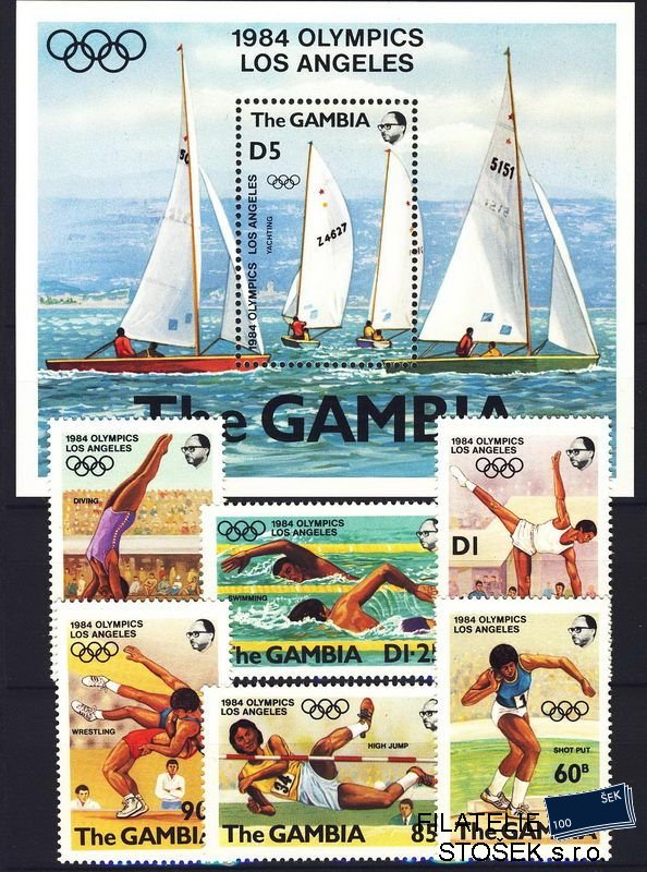 Gambia známky Mi 500-5 + BL. 8