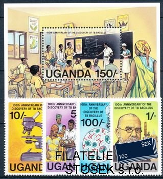 Uganda známky Mi 0319-22+Bl.32