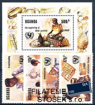 Uganda známky Mi 0428-31+Bl.49