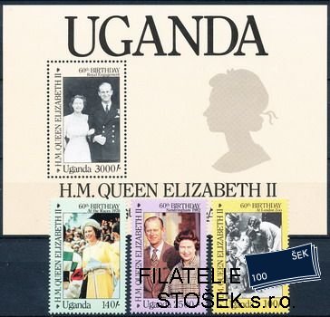 Uganda známky Mi 0481-3+Bl.60