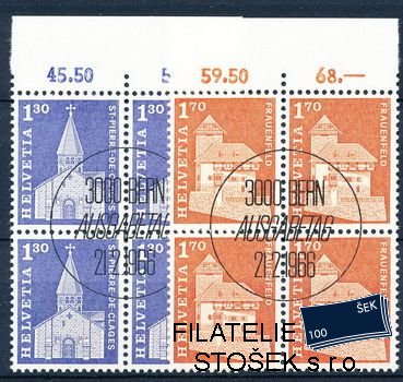 Švýcarsko známky Mi 0831-2 čtyřbloky
