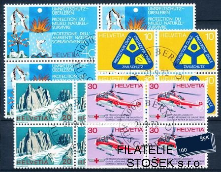 Švýcarsko známky Mi 0975-8 čtyřbloky