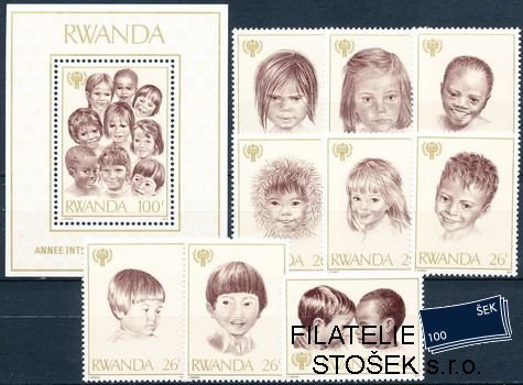 Rwanda známky Mi 0992-1000+Bl.86