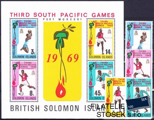 Solomon Island známky Mi 185-8+Bl.1