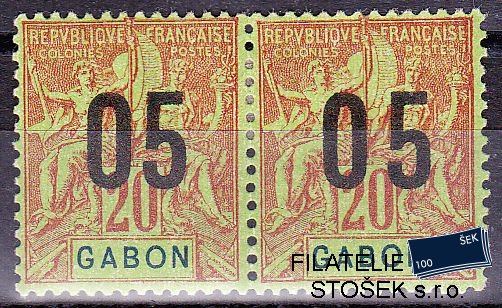 Gabon známky Yv 69+69A spojené typy