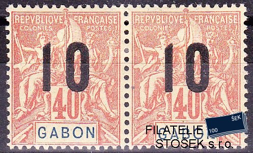 Gabon známky Yv 72+72A spojené typy