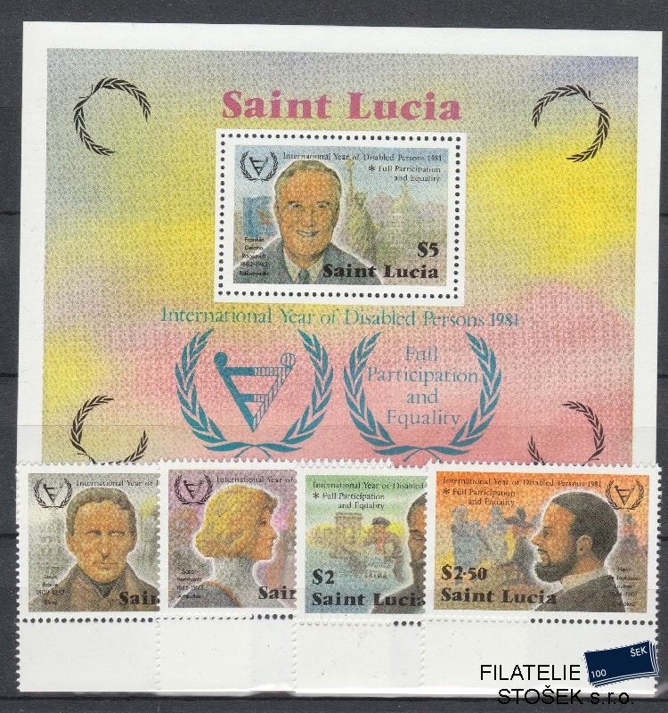 St. Lucia známky Mi 554-57+Bl 30
